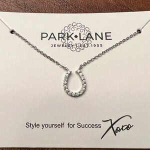 Park Lane Silver Pave Horseshoe Necklace | 16”+3” extender